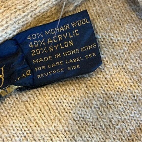 LeRoy Knitwear Vintage Sweater Duster Mohair Beige Pockets Small - Picture 10 of 11